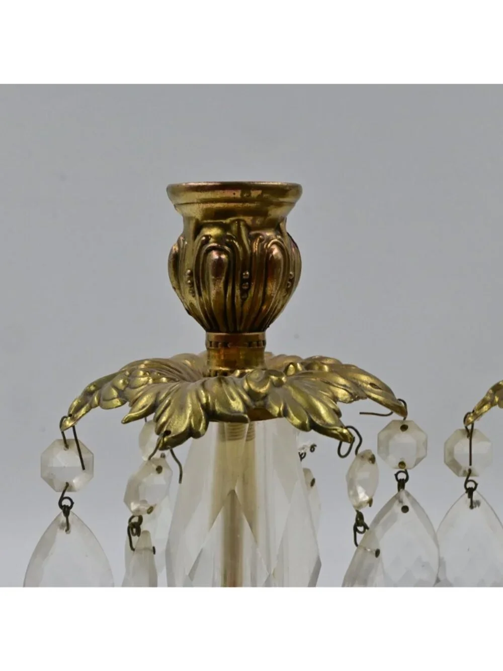 Hollywood Regency Style Ornate Gold cast Brass Candlestick Holders 2 Vintage - Picture 6 of 13